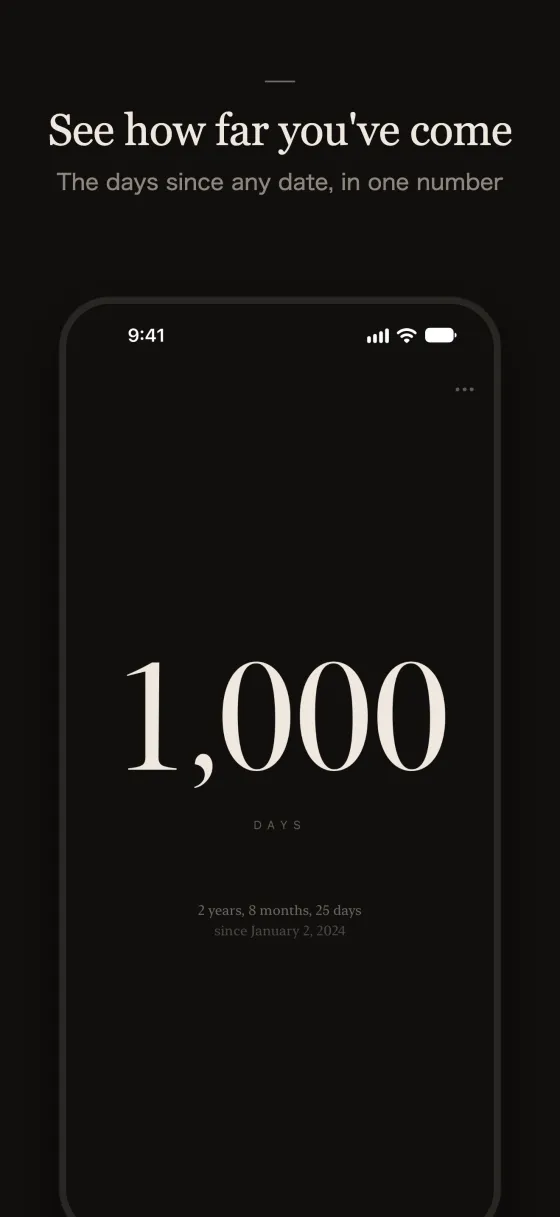 See how far you've come. The days since any date, in one number.